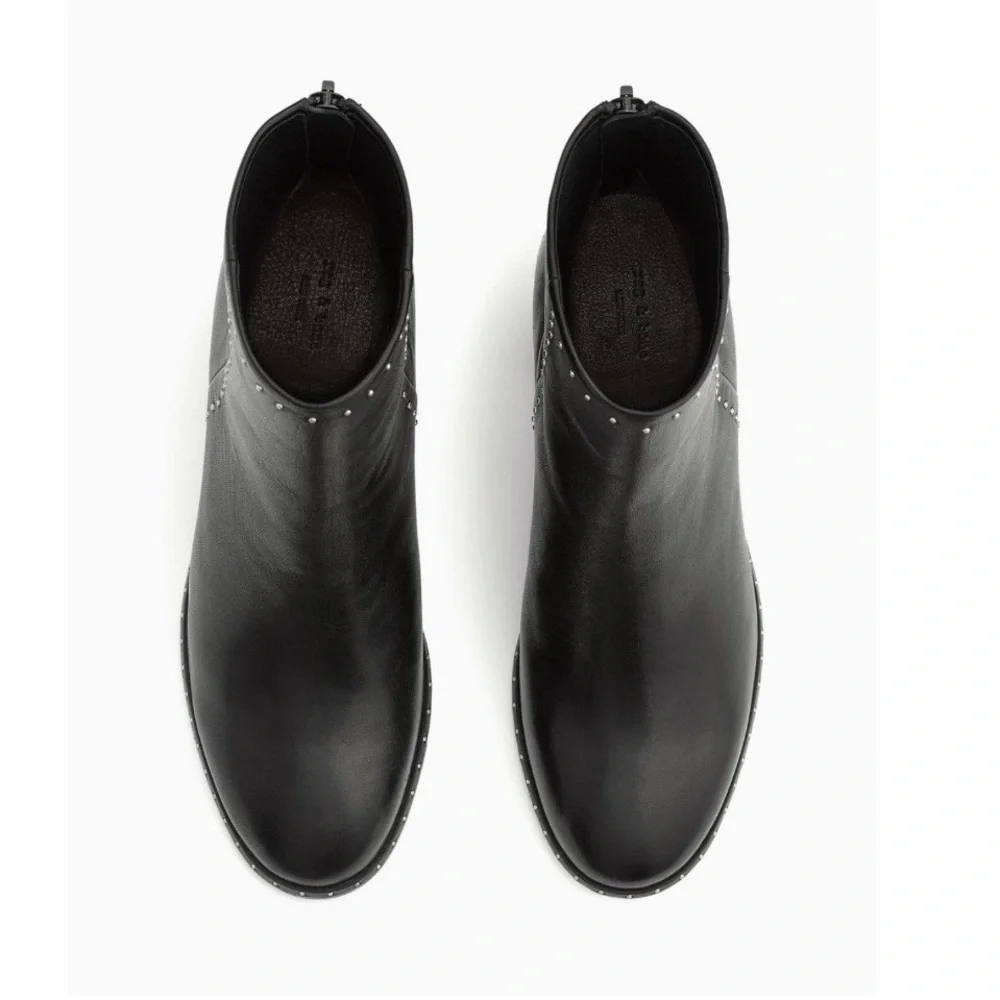 Rag & Bone Willow Studded Black Leather Ankle Boot Size 40